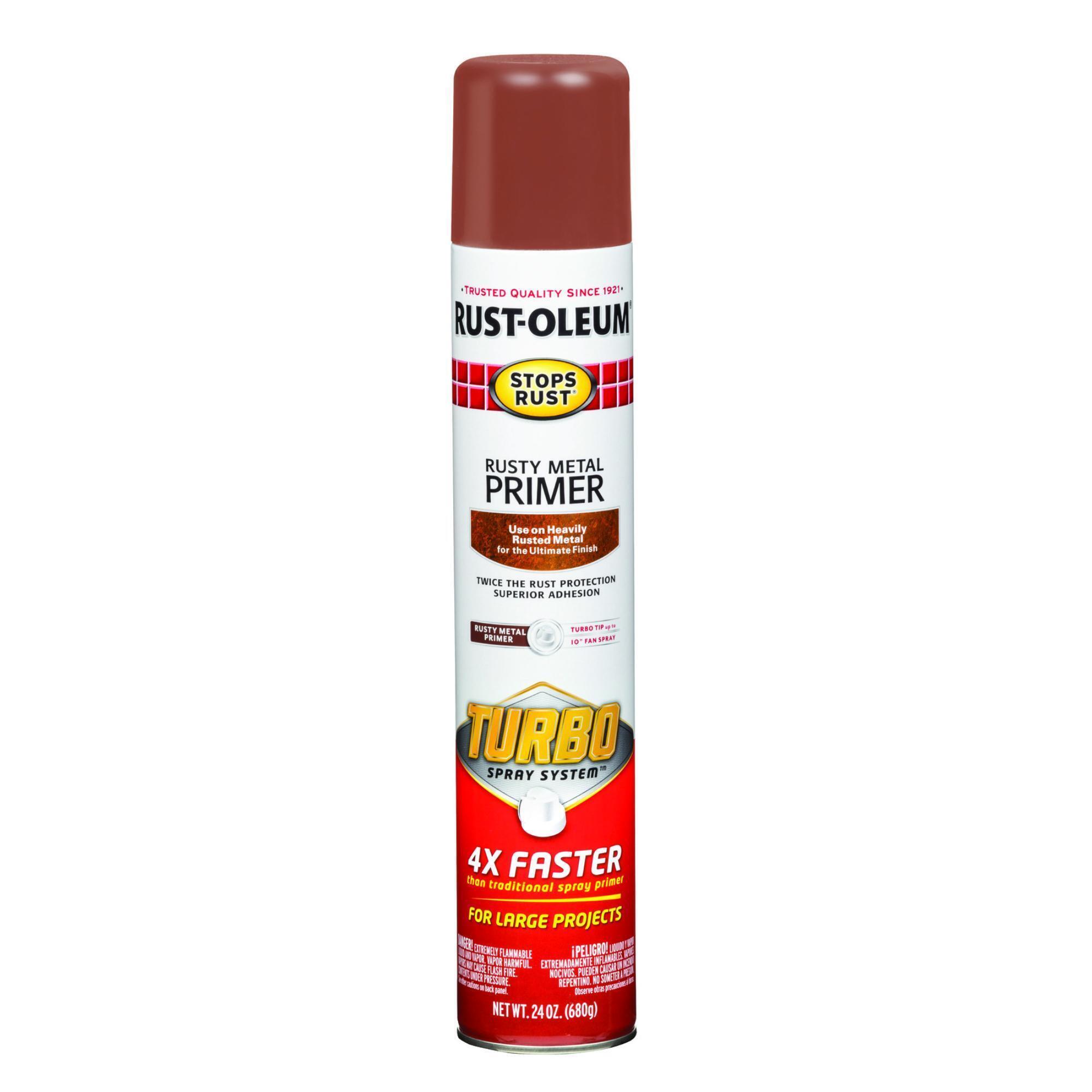 Rust-Oleum Stops Rust Protective Enamel with Turbo Spray System, Rusty Metal Primer, 24 Oz. Cans, 6PK, Model# 353346DS